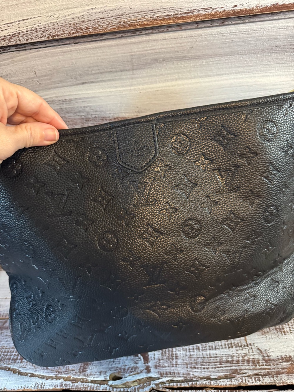 Black Embossed Shoulder Bag with Top Strap - Picture 3 of 9